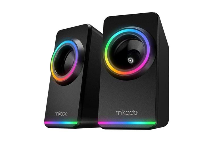 Mikado MD-182 2.0 3W-2 Siyah RGB Aydınlatmalı USB + 3.5mm USB 5V Speaker Hoparlör
