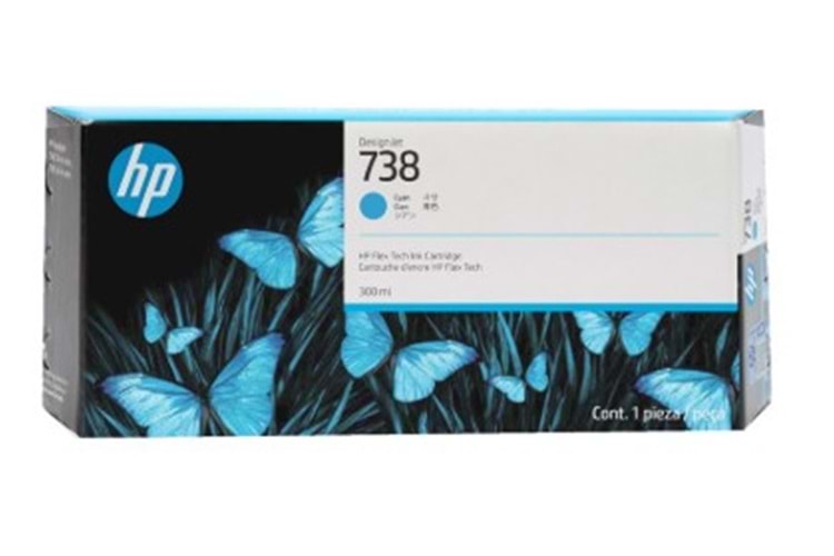 HP 738 Cyan Mavi 300ML Plotter Kartuşu 676M6A