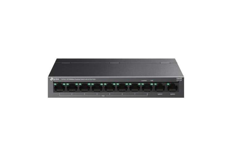 Tp-Link LS110P 8 Port 10-100 Mbps Poe+ 2 Port 10-100 Uplink Switch Metal Kasa