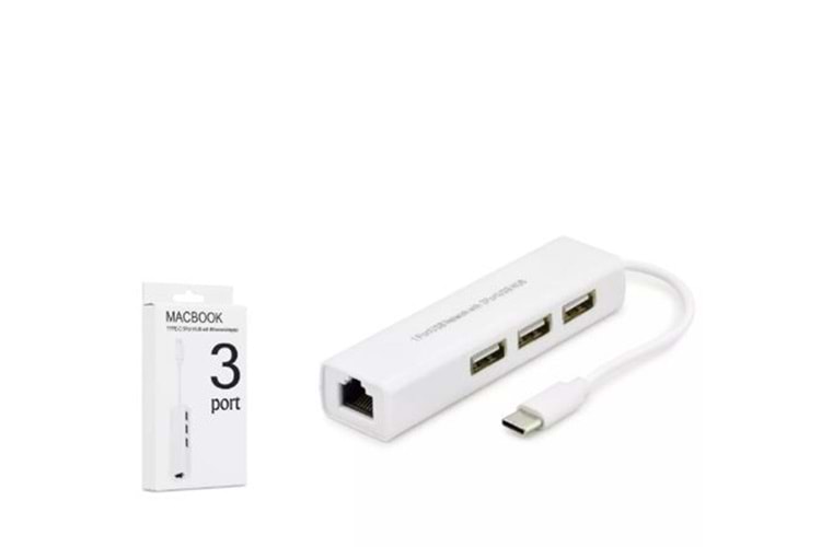Hadron Hdx7007 Type-C Hub Combo 3-Usb + Lan Beyaz