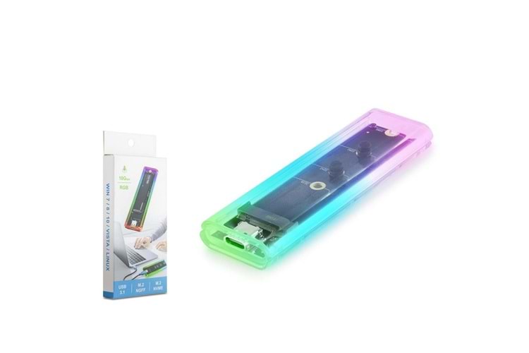 Hadron Hdx1770 Ssd Kutu Type-C3.1 Nvme + Ngff M2 10Gbps Rgb Transparent