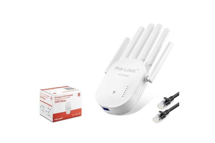 Pix-Link Wr60T Wifi Repeater 1200Mbps Beyaz Çift bant Wi-Fi 2.4 GHz WPS Desteği