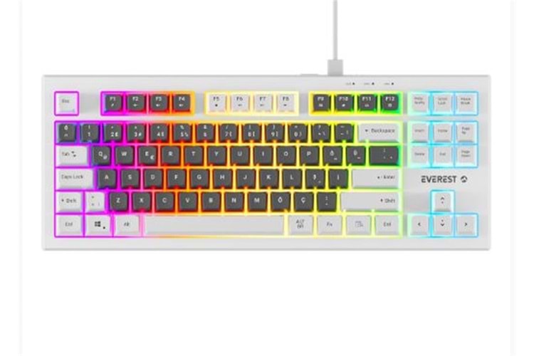 Everest KB-98 SILENT TKL Gri Mavi-Beyaz Rainbow Q Membrane Klavye