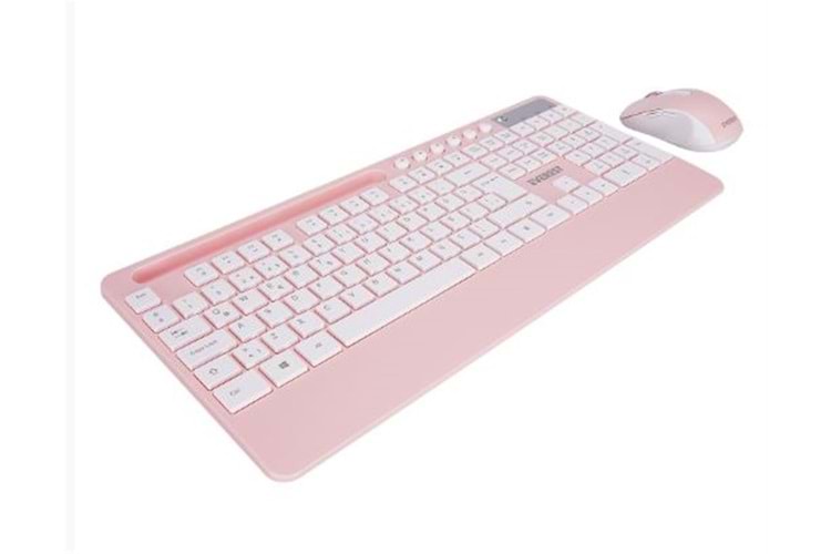 Everest KM-9676 Beyaz-Pempe Multimedya Tablet-Telefon Standlı Klavye + Mouse Set