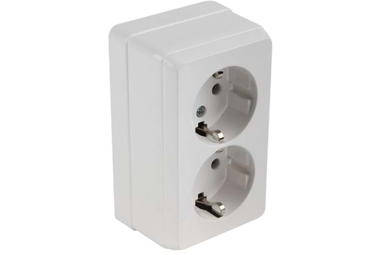 Mutlusan Bron Sıva Üstü İkili Topraklı Priz Beyaz (2160 202 0201)