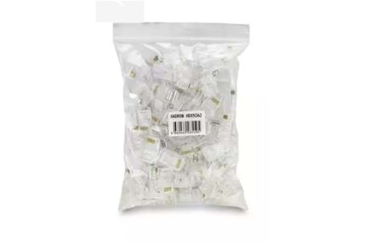 Hadron Hdx5063 Cat6 Konnektör Ez Rj45 Delikli 100Lü Paket Şeffaf