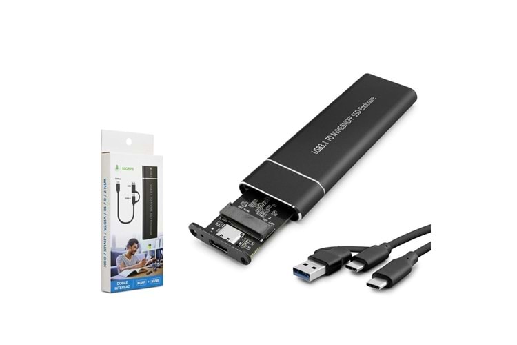 Hadron Hdx1769 Ssd Kutu Type-C3.1 + Usb3.0 Nvme M2 Chip Jms581D Siyah