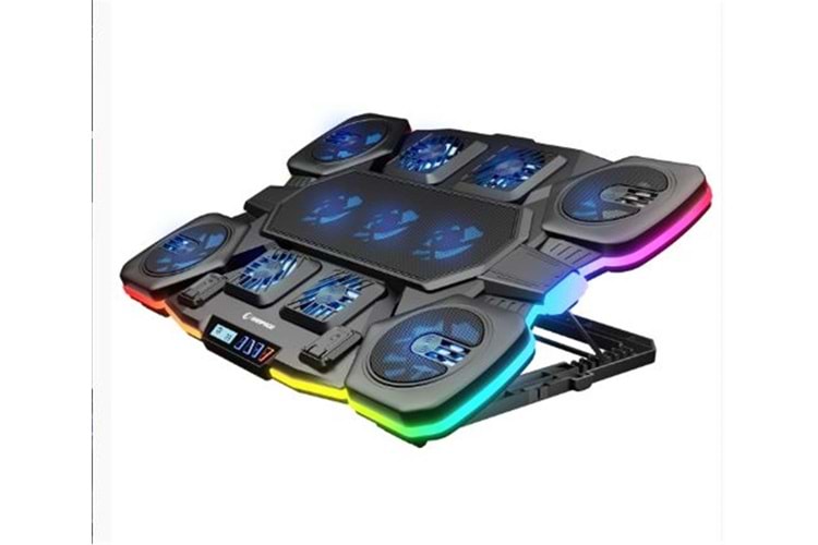 Rampage S50 RGB Işıklı 11 Fanlı LCD Göstergeli 1 Type C 1 Usb Girişli Notebook Soğutucu