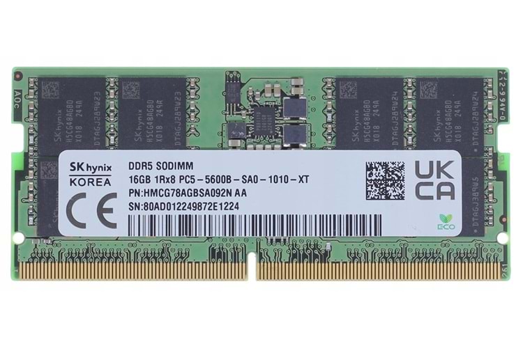 HyNIX 16GB DDR5 5600MHz HYNIX 1.1V Sodimm Kutusuz HMCG78AGBSA092N-AA Notebook Ram