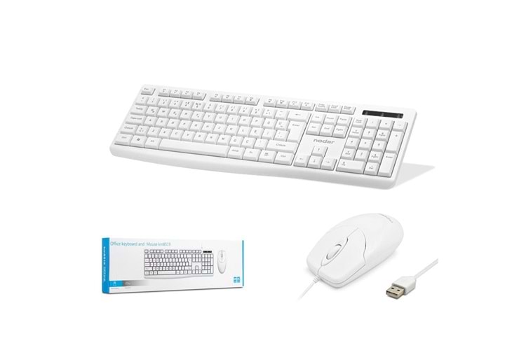 Nodar Km8519 Kablolu Klavye ve Mouse Set Q Beyaz
