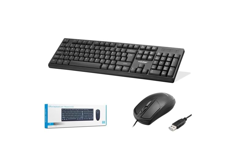 Nodar Km501 Kablolu Klavye ve Mouse Set Q Siyah