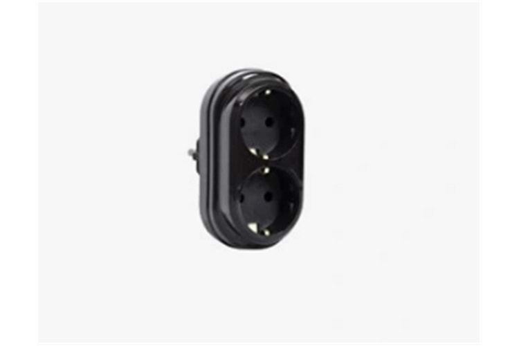 Mutlusan 2Lİ Topraklı Fiş-priz Düz Tip Siyah (001 170 033006 00 11) Standart