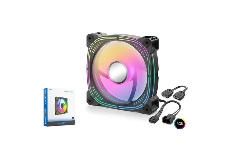 Nodar Nd2656 Kasa Fanı 3.Nesil İç ve Dış Parıltı Argb 12Cm Siyah