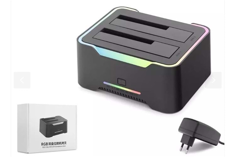 Hadron Hdx1790 HDD Docking – USB 3.0, 2.5 & 3.5 HDD-SSD, 8TB Destekli RGB Siyah