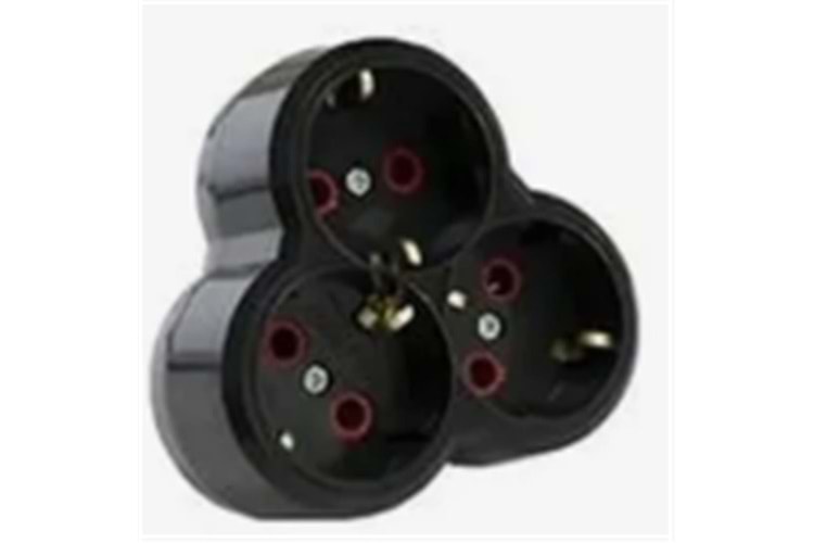 Mutlusan Topraklı Siyah 3lü Fiş,Priz (Yonca Tip) 001 170 033002 00 11