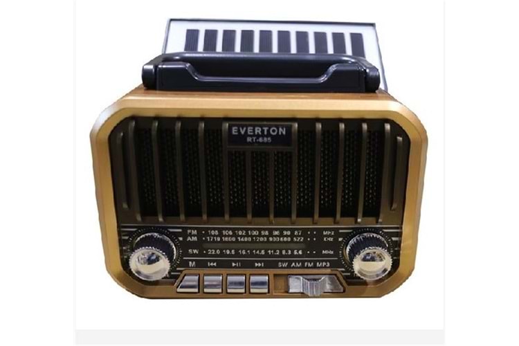 Everton RT-685 Şarjlı,Solarlı Nostaljik Radyo ( Bluetooth-USB-SD-FM)