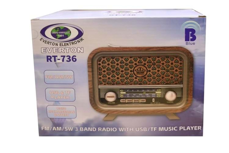 Everton RT-736 Bluetooth-USB-SD-FM Şarjlı Nostaljik Radyo 