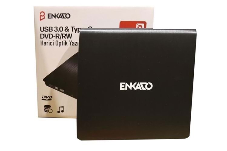 Enkado Ekd-Udvd120 Type-C - USB 3.0 DVD-R-CD-R-RW- Dvd-Rw Ultra Slim Harici Optik Yazıcı Siyah