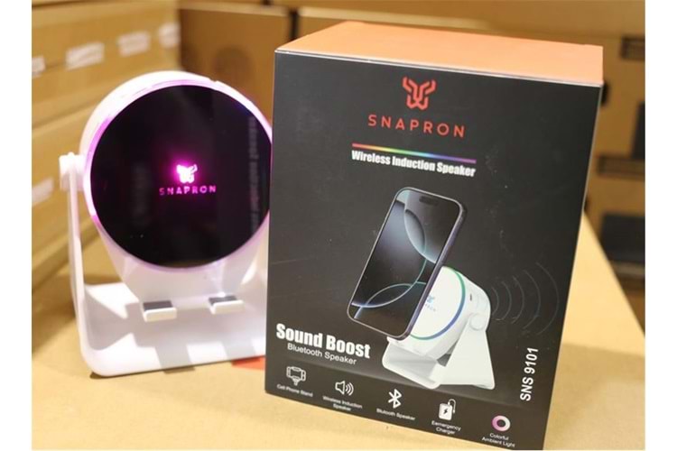 Snapron SNS-9101 Beyaz (İNDUCTİON Özellikli) RGB Bluetooth Speaker (Phone Stand-Ambient Light) 