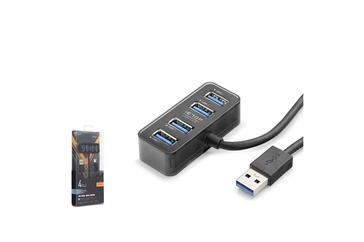Hadron HDX7055 İetop Usb Hub 5Gbps 4x Usb-A 3.1 2in1 Usb-A-Type-C Girişli 4 Port Çoklayıcı Siyah