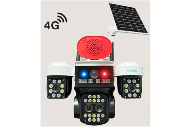 OKam O-KAM 5051 3 LENS 10X OPTİK ZOOM 4G SOLAR RED SPEAKER PTZ KAMERA
