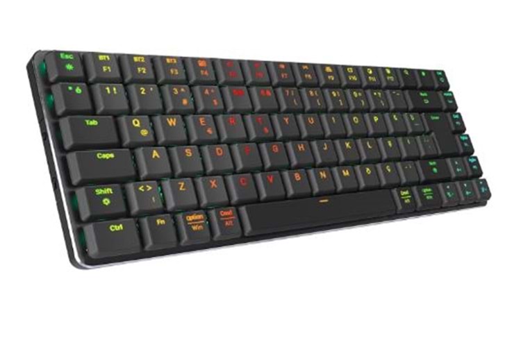 Rampage W-GRANITE Siyah-Gri Low Profile BLUE SWITCH Mekanik Gaming Oyuncu Klavye Q RGB 2,4 ghz+ BT