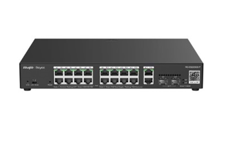 Reyee RG-ES220GS-LP 20 Portlu 10-100-1000 Yönetilebilir 2SFP 2 Gigabit RJ45 Uplink 16Port PoE+(130W)