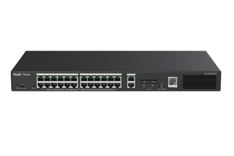 Ruijie-Reyee RG-ES228GS-LP 28 Port 10-100-1000 Yönetilebilir 2SFP 2Gigabit Uplink 24Port PoE+(250W)
