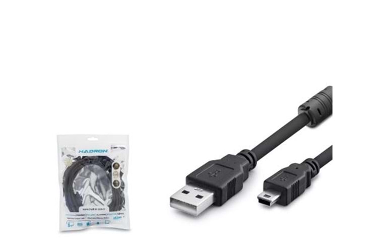 Hadron Hdx7523 Usb Mini V3-5Pin To Usb Kablo 3M Siyah