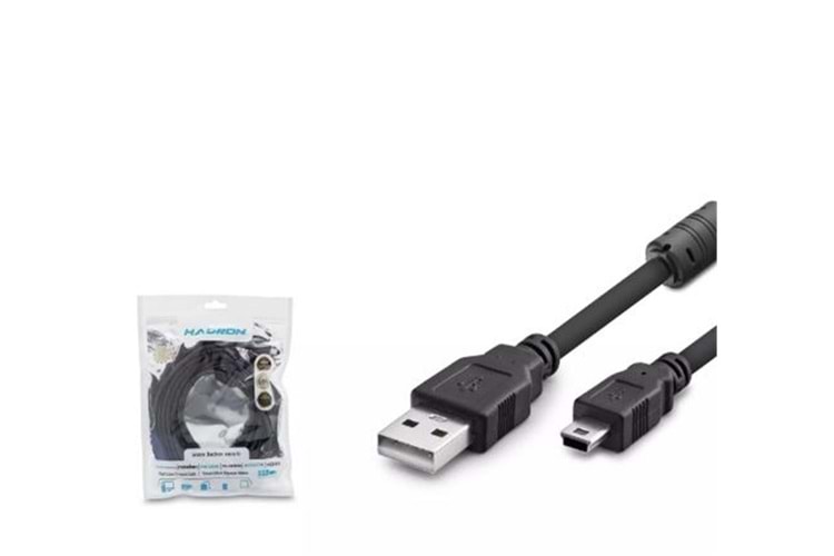 Hadron Hdx7520 Usb Mini V3-5Pin To Usb Kablo 5M Siyah