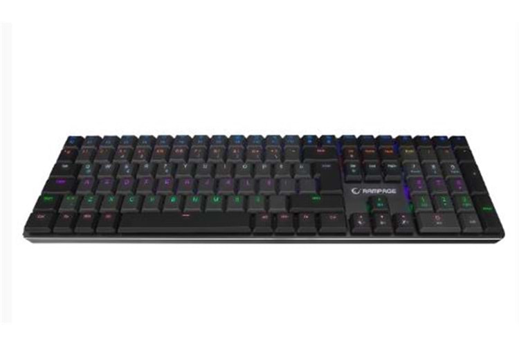 Rampage GRANITE PRO Siyah-Gri Low Profile BLUE SWITCH Q Rainbow Mekanik Gaming Oyuncu Klavye