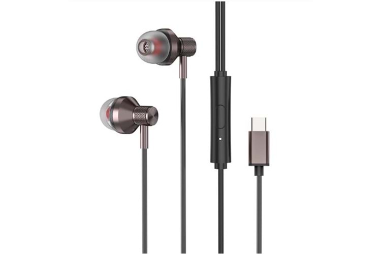 S-link SL-TPK03 TypeC Telefon Uyumlu Metal Siyah Kulak İçi Mikrofonlu Kulaklık