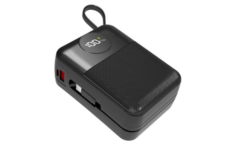 S-link MP130 30000mAh PD22.5W Type-C+Lightning Kablolu Siyah Pil Şarj Cihazı Powerbank