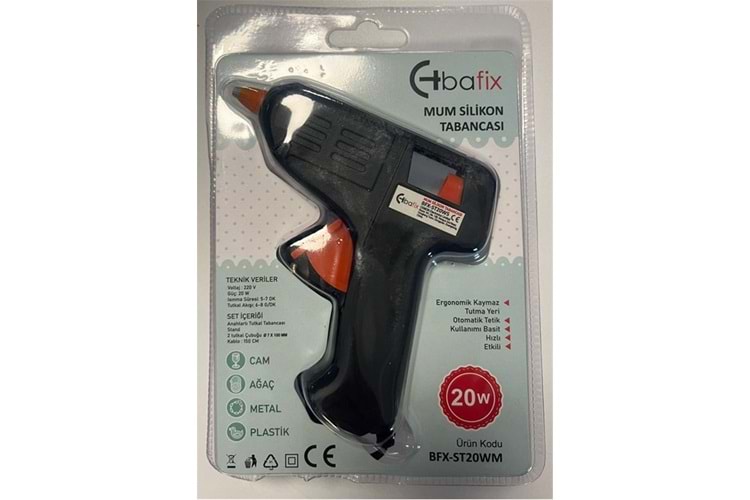 Bafix Mum Silikon Tabancası Siyah 20W