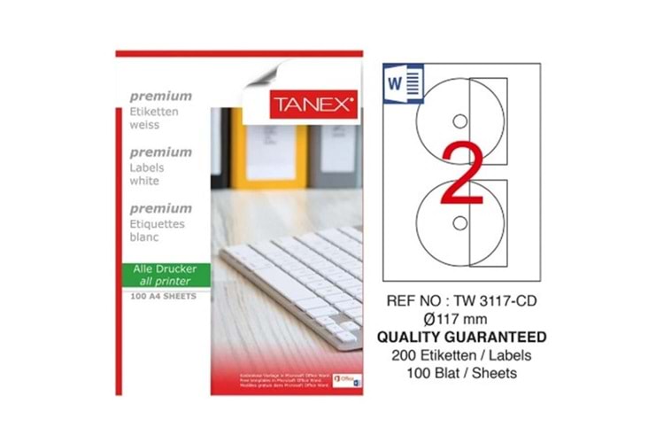 Tanex TW-3117 117 mm 50li Gümüş Lazer Etiket