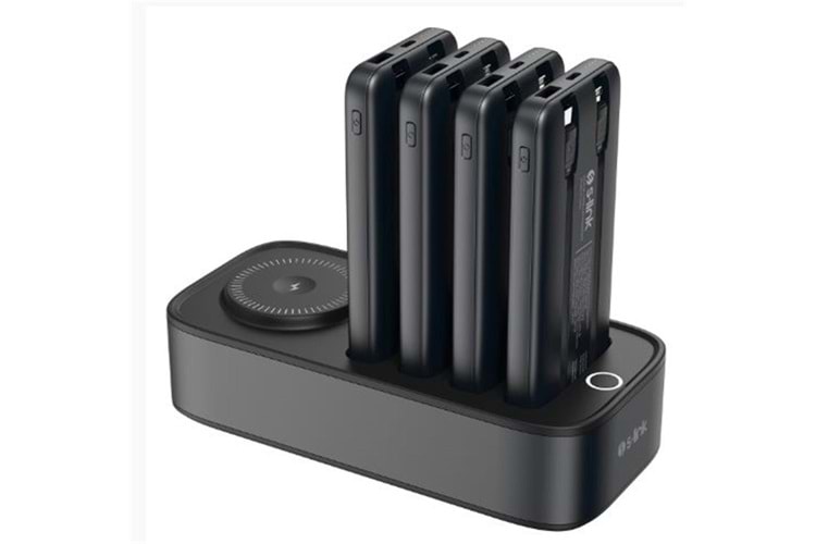 S-link IP-DS40 4 Adet 10000mAH Powerbank li 15W Kablosuz Şarj Siyah Taşınabilir Şarj İstasyonu