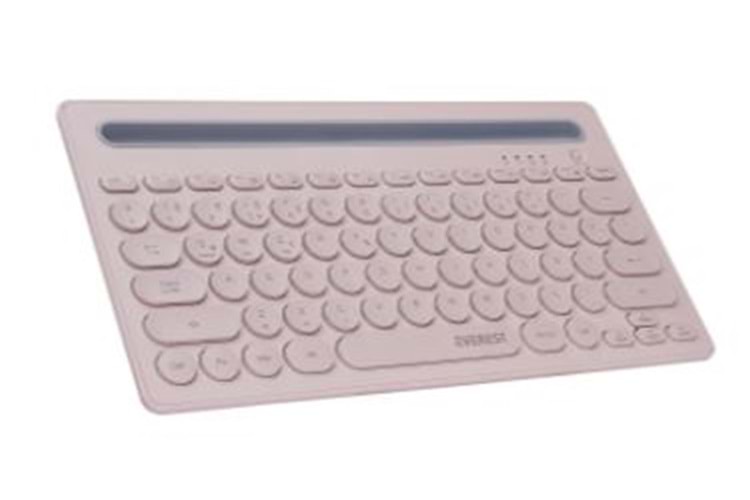 Everest KB-BT84 Pembe-Gri Bluetooth Ultra İnce+Şarjlı Q Mac-Win-Android-Ios Uyumlu Kablosuz klavye