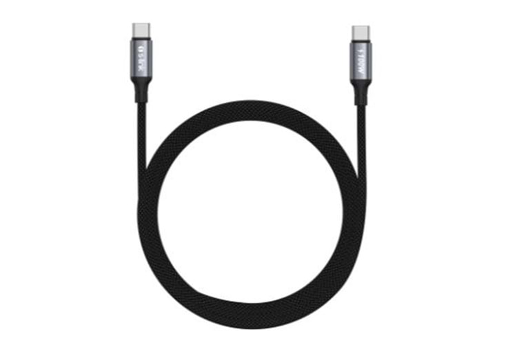 S-link Armor CC-0100 100W 1.2m Type-C to Type-C PD Örgülü Metal Başlıklı Siyah Hızlı Şarj Kablosu
