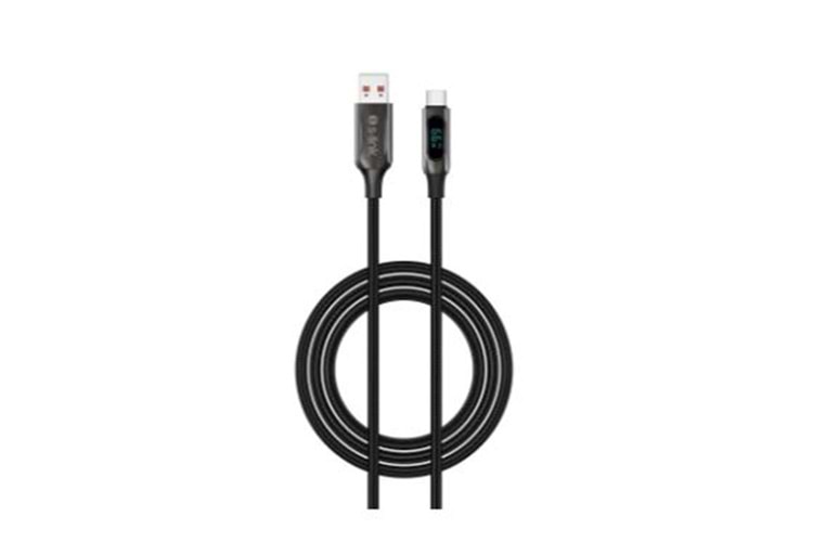 S-link Armor LED UC-066 66W 1m USB to Type-C PD Örgülü LED Başlıklı Siyah Hızlı Şarj Kablosu