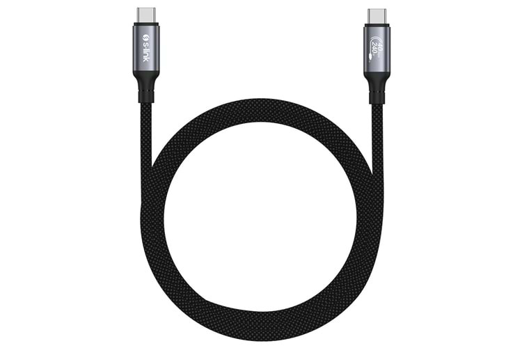 S-link Armor DCC-01 240W 1.2m Type-C to Type-C Örgülü Metal 8K 60HZ Siyah Data ve Hızlı Şarj Kablosu