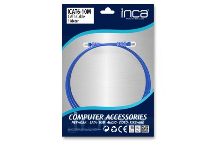 INCA ICAT6- 1MT Cat6 Mavi Kablo