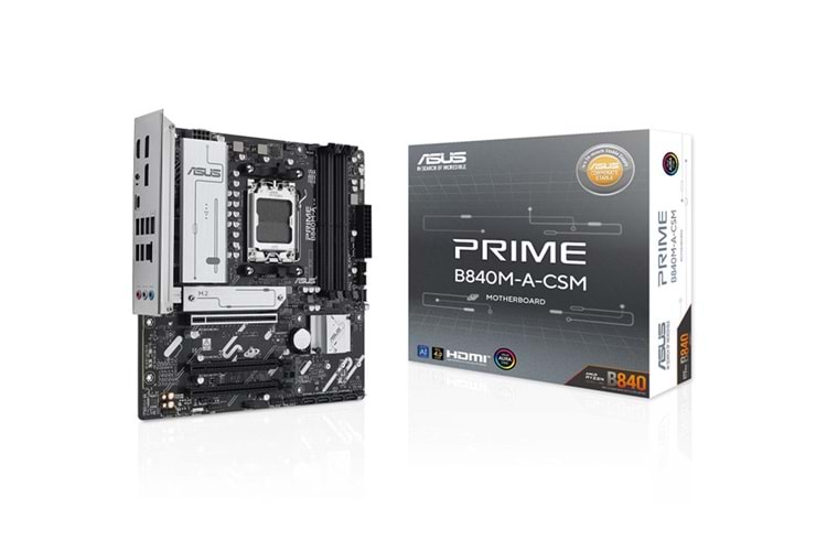 Asus Prime B840M-A-CSM Amd B840 Am5 Ddr5 7600 2Xdp Hdmı 3X M2 Usb3.2 Rgb Matx Anakart