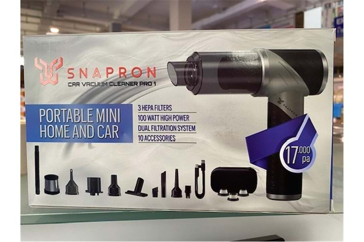 Snapron SNV-3000 17000PA 2000Mah 15in1 Güçlü Vakum Ve Üflemeli Şarjlı Katlanabilir Araç Süpürgesi 