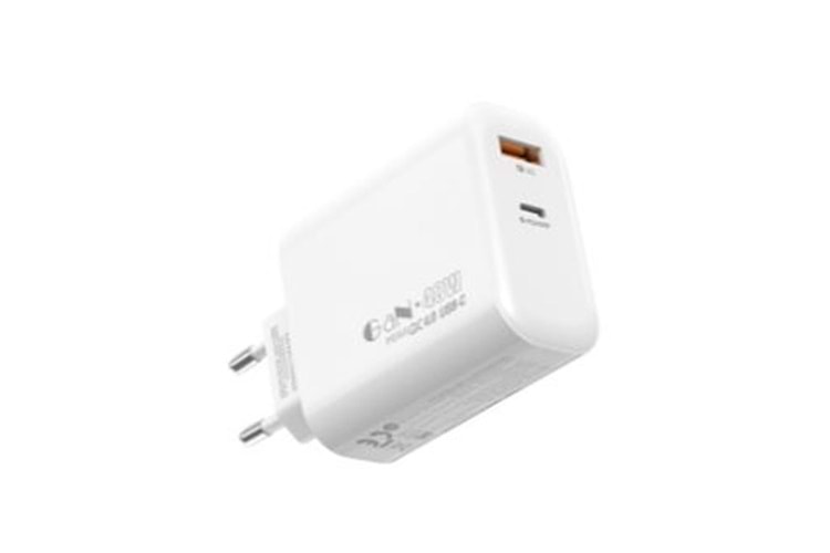 S-link SL-EC68 45W GAN PD 30W - QC 18W Type Type USB-C +USB A Hızlı Beyaz EV-NOTEBOOK Şarj Adaptör