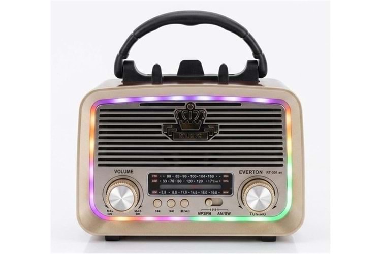 Everton RT-301.m Bluetooth-USB-SD-FM Şarjlı,Solarlı,Ledli, Nostaljik Radyo El Fenerl Radyo