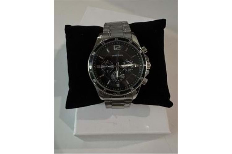 Swiss Plus Man Watch Basic Seri Model-10 ST3516AGS Lüx Black-Silver