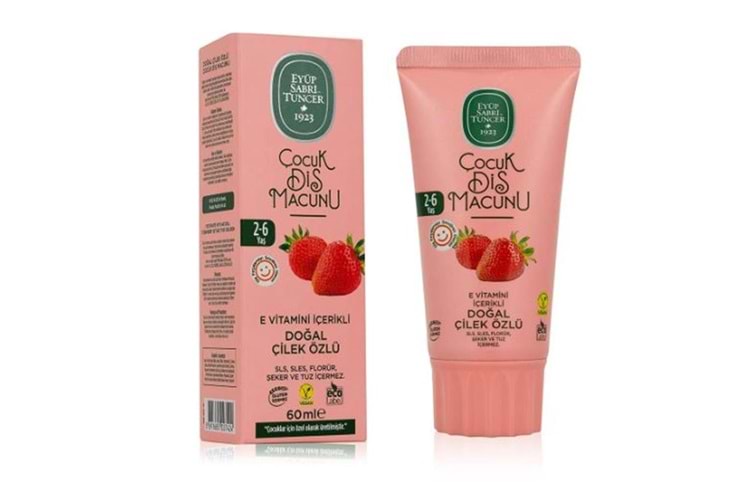 Eyüp Sabri Tuncer Doğal Çilek Özlü 2-6 Yaş Çocuk Diş Macunu 60 ml
