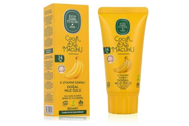 Eyüp Sabri Tuncer Doğal Muz Özlü 2-6 Yaş Çocuk Diş Macunu 60 ml