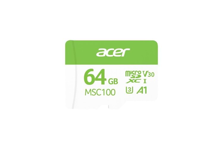 Acer MSC100 64GB microSD U3 V30 A1 Aksiyon Kamera & Güvenlik Kamerası Uyumlu