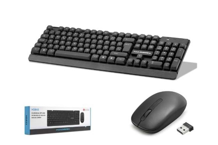 HADRON HD843 Kablosuz Klavye ve Mouse Seti - Siyah